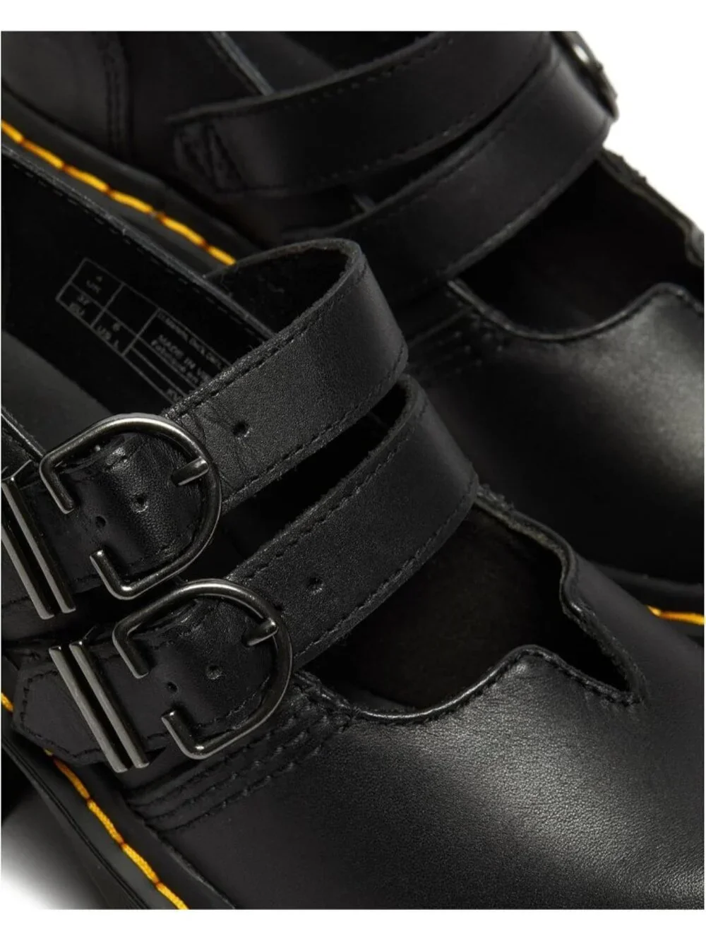 Womens Black Leather Dr. Martens Eviee Mary Jane Leather Heeled Shoe Sendal